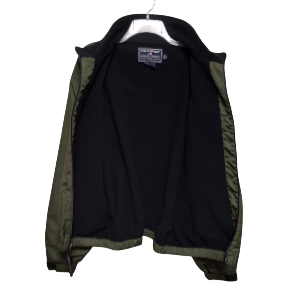 Polo Sport Puffer Vintage 90s Windbreaker with Fleece Lining Pockets XL Olive - Picture 3 of 12